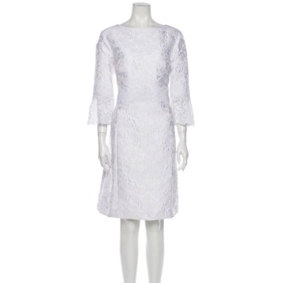 Jacquard Silk Floral Dress in Optic White - Gold Collection Size 16 NWT